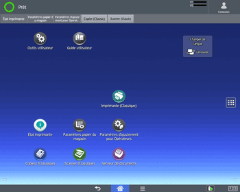 Illustration de l'écran du panneau de commande