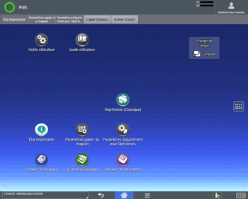 Illustration de l'écran du panneau de commande