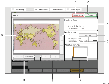 Illustration numérotée du panneau de commande