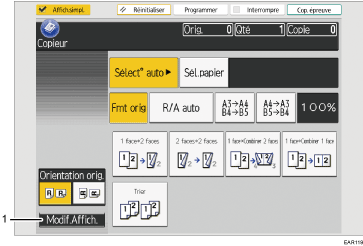 Illustration numérotée du panneau de commande