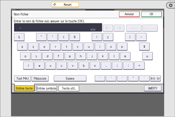 Illustration de l'écran du panneau de commande
