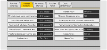 Illustration de l'écran du panneau de commande