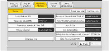 Illustration de l'écran du panneau de commande