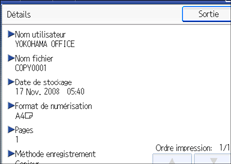 Illustration de l'écran du panneau de commande.