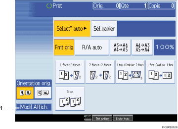 Illustration de l'&eacute;cran du panneau de commande num&eacute;rot&eacute;e