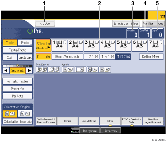 Illustration de l'&eacute;cran du panneau de commande num&eacute;rot&eacute;e