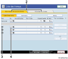 Illustration de l'écran du panneau de commande numérotée