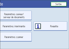 Illustration de l'écran du panneau de commande.