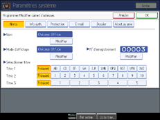 Illustration de l'écran du panneau de commande