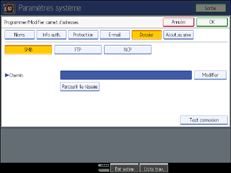 Illustration de l'écran du panneau de commande