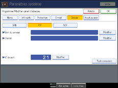 Illustration de l'écran du panneau de commande