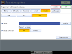 Illustration de l'écran du panneau de commande