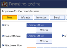 Illustration de l'&eacute;cran du panneau de commande