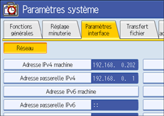 Illustration de l'&eacute;cran du panneau de commande