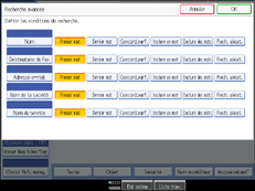 Illustration de l'écran du panneau de commande