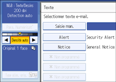 Illustration de l'&eacute;cran du panneau de commande