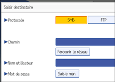 Illustration de l'écran du panneau de commande