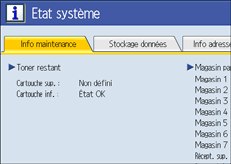 Illustration de l'écran du panneau de commande