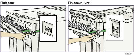 Illustration de la touche Suspendre/reprendre du finisseur